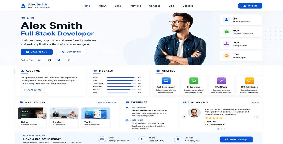 Responsive Personal Portfolio Website with HTML, CSS & Bootstrap