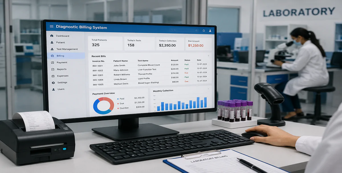 Complete diagnostic billing solution for laboratories, clinics, and hospitals.